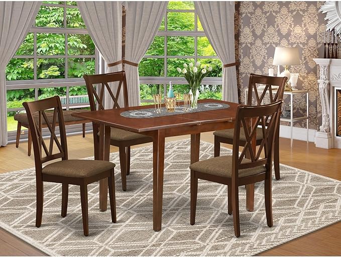 East West Furniture PSCL5-MAH-C 5 Piece Modern Dining Table Set Includes a - Image 6
