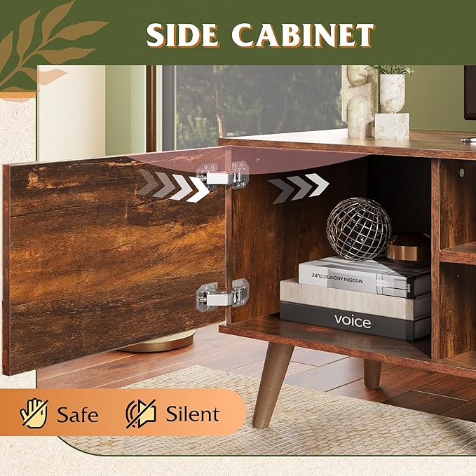 WLIVE TV Stand for 65 70 inch TV, Mid Century Modern TV Console, Entertainment - Image 6