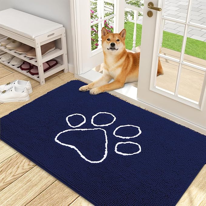 OLANLY Door Mat for Muddy Dog Paws 48x30, Ultra Absorbent Chenille Mud Doormat by OLANLY