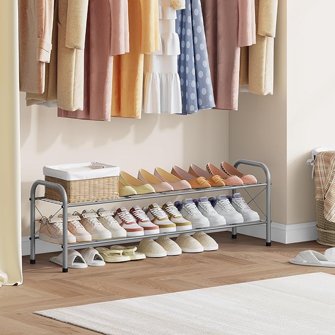 Hoctieon 2 Tier Shoe Rack for Closet, Durable Mesh Style Shoe Rack, Entryway - Image 6