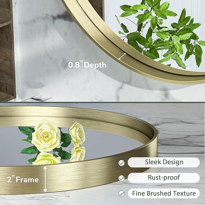 TokeShimi Gold Oval Wall Bathroom Mirror 22x30 Inch - Image 4