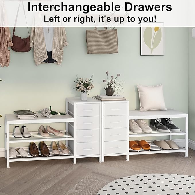 EXOTICA 3-Tier Shoe Storage Bench White Entryway Shoe Rack - Image 4