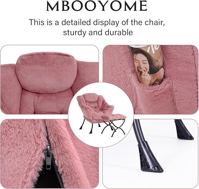 Lazy Chair with Folding Ottoman, Modern Accent Lounge Armchair with Armrests - Image 4