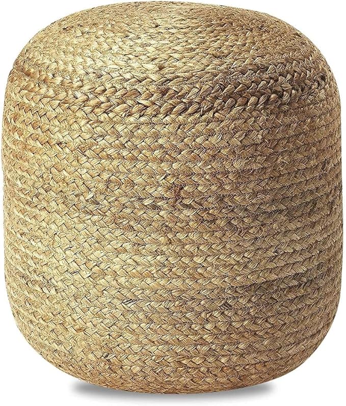 FRELISH DECOR Pedestal Pouf Ottoman Hand Braided 100% Jute Pouf Foot Stool by FernishDecor