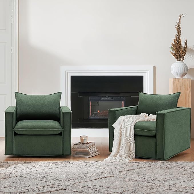 Swivel Accent Chair, 34 Inches Wide Upholstered Arm Chair - Image 4