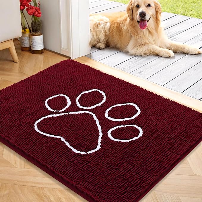 OLANLY Door Mat for Muddy Dog Paws 40x32, Ultra Absorbent Chenille Mud Doormat by OLANLY