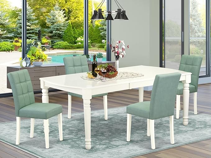 East West Furniture DOAS5-LWH-43 5 Piece Mid Century Modern Dining Set Includes - Image 2