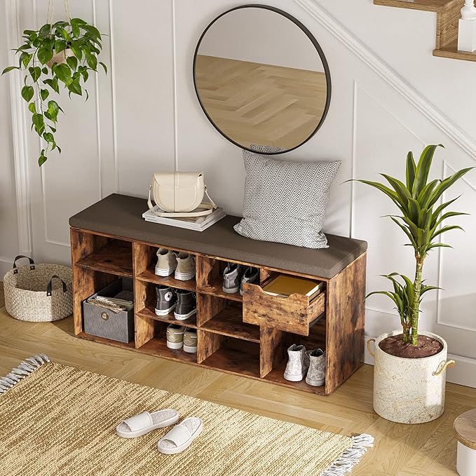 DINZI LVJ Shoe Bench, Entryway Storage Bench - Image 2