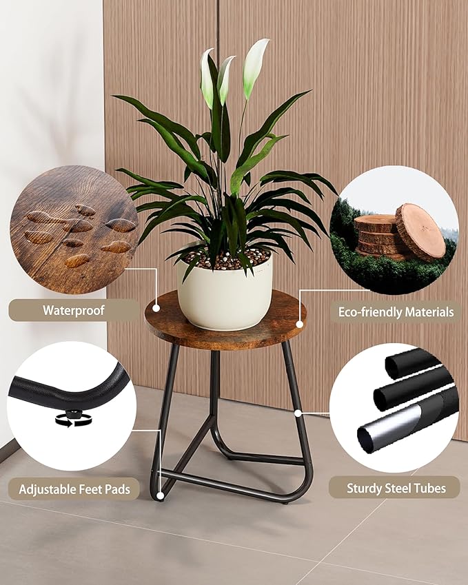 Indoor Plant Stand, Mid Century Wood Stand Plant Table, Modern Plant Stool - Image 4