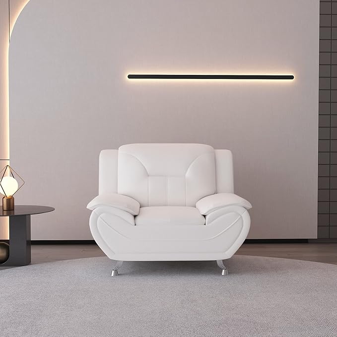Container Furniture Direct Michael Modern Faux Leather Upholstered Stainless - Image 3