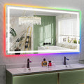 65x36 Inch RGB LED Bathroom Mirror Front Light and RGB Backlit Lighted Vanity by YEELAIT