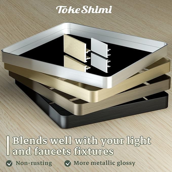 TokeShimi 55 x 36 Inch Brushed Gold Bathroom Mirror - Image 4