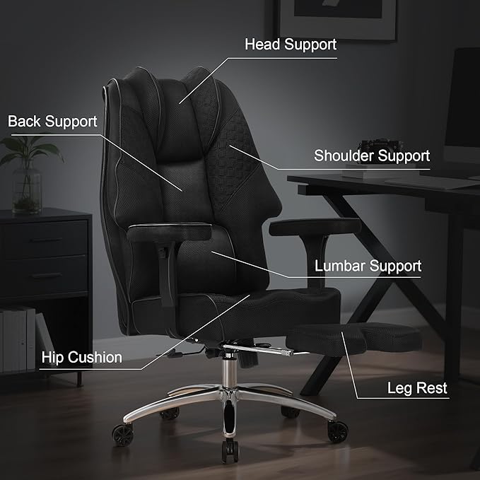 VECELO Big and Tall Office Chair 400lbs, Mesh High Back Computer Chair - Image 6