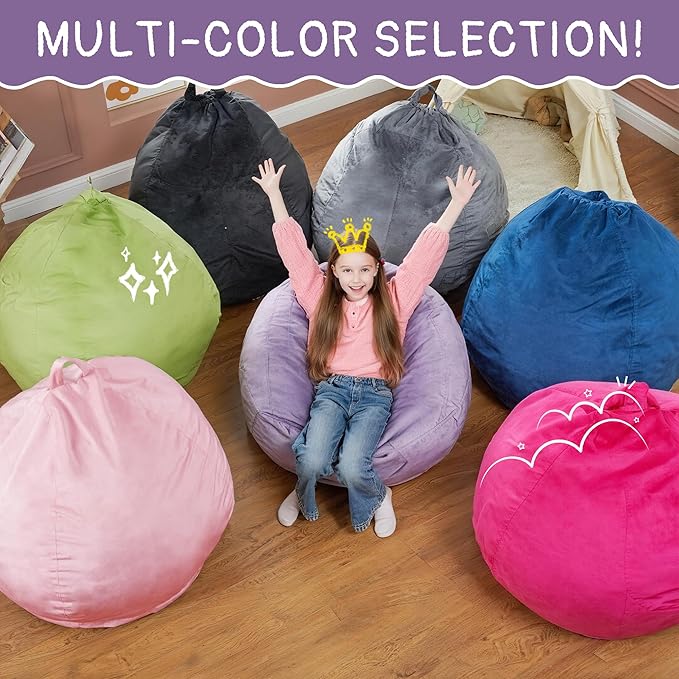 2FT Bean Bag Chair with Ultra Soft Velvet Cover Bean Bag Sofa with Memory Foam - Image 6