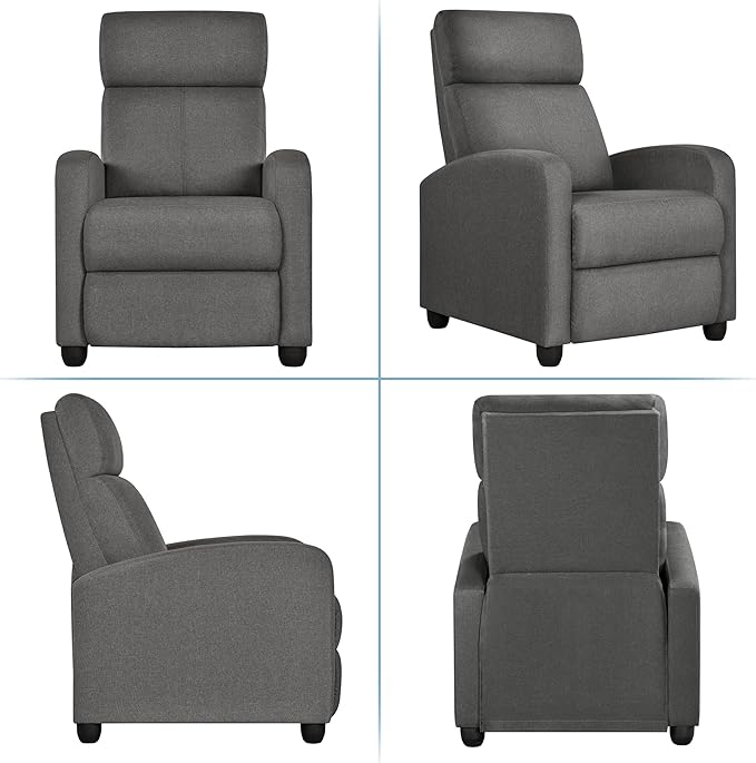 Yaheetech Fabric Recliner Chair Sofa Ergonomic Adjustable Single Sofa - Image 7