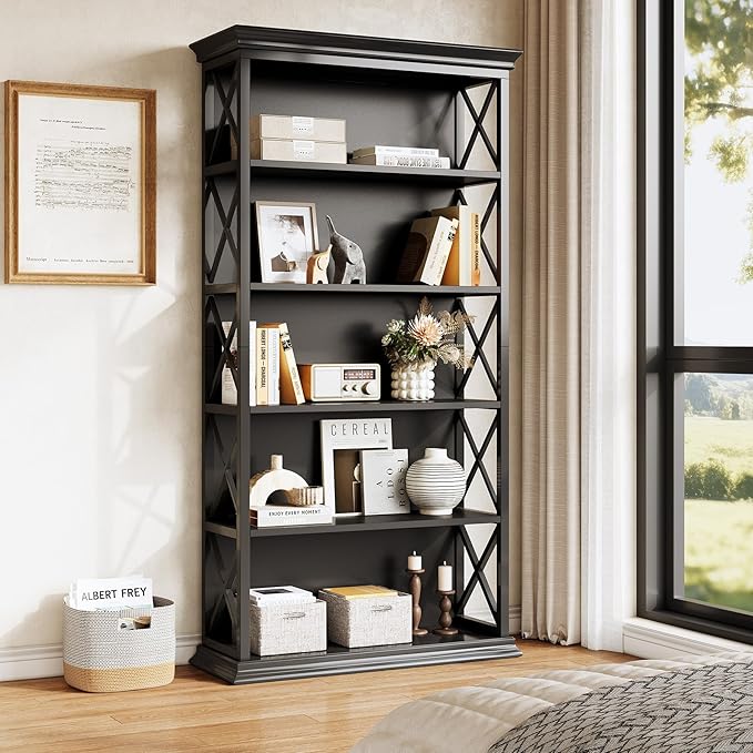 Little Tree 6-Tier Bookcase, 71 Inches Industrial Bookshelves, Floor Standing - Image 5