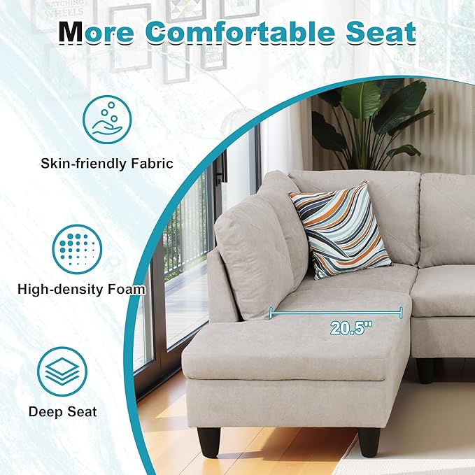 97" Oversized Sectional Couch, L Shaped Couch - Image 5