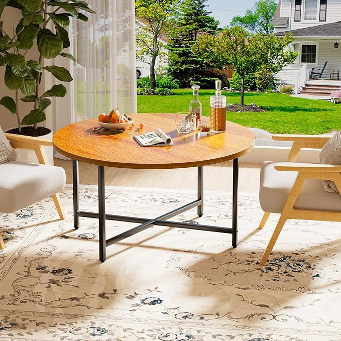 Round Coffee Table, 31.5" Circle Coffee Table，Modern Round Coffee Tables Living - Image 3
