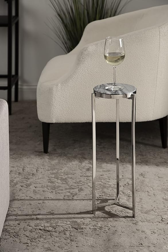 Kate and Laurel Aguilar Modern Drink Table; 9 x 9 x 23; Gray and Silver; - Image 5