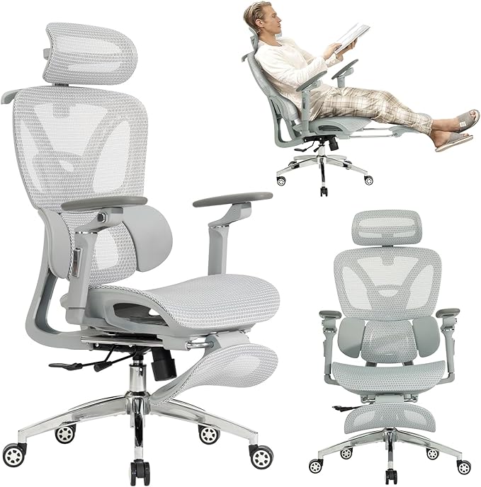 Ergonomic Mesh Office & Gaming Chair | 3D Lumbar Support, 6D Adjustable Armrests by LeaderCattle