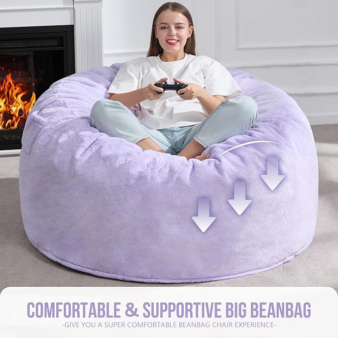 Hobestluk 5ft Bean Bag Chairs for Adults Large Beanbag Chair - Image 6