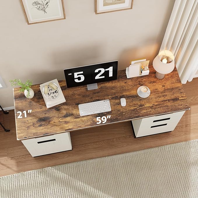 Garvee 59" Farmhouse Executive Desk, Home Office Desk - Image 5