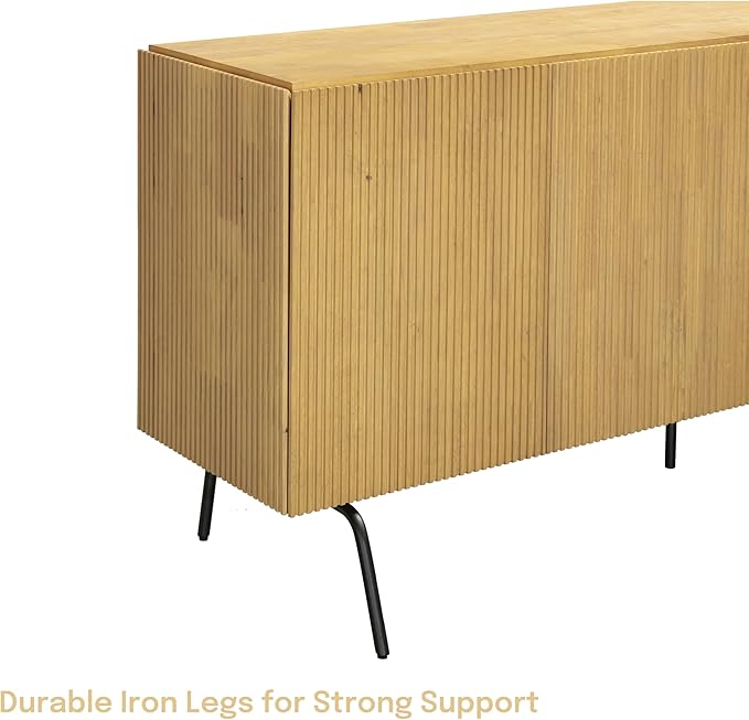 NTC Veil Modern Sideboard with 4 Doors, Buffet Cabinet with Vertical Groove - Image 9