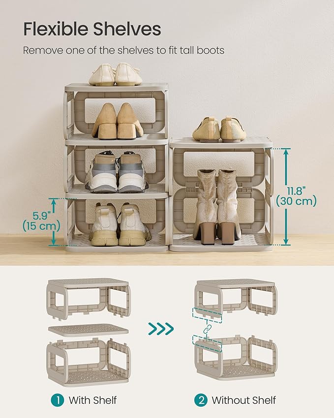 SONGMICS Shoe Rack, Shoe Organizer, 12 Shelves, Shoe Storage, Narrow Shoe Shelf - Image 2