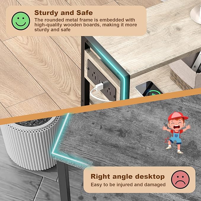 Small Narrow Side Table with Charging Station, Skinny End Table - Image 7