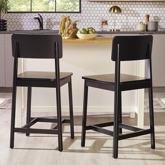 Walker Edison 2-Piece Minimalist Solid Wood Counter Stool - Image 7