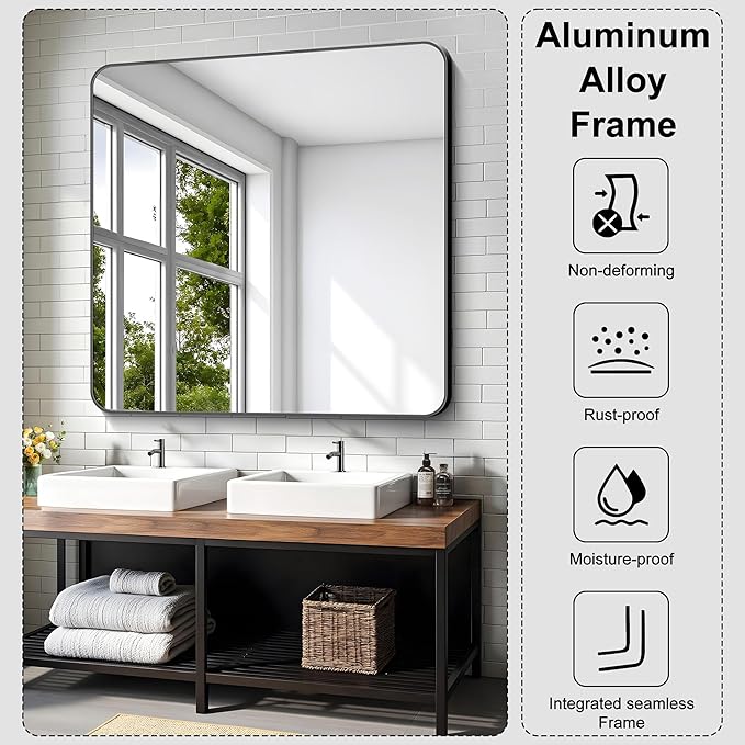 KOCUUY 42"x42" Large Square Vanity Mirror, Modern Design of Upgraded - Image 7