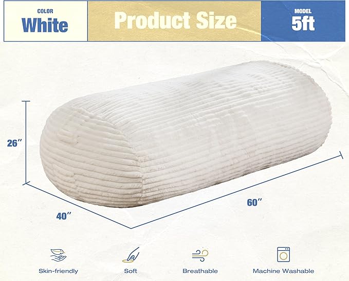 Hobestluk 5FT Bean Bag Chairs Adult Bean Bag - Image 2