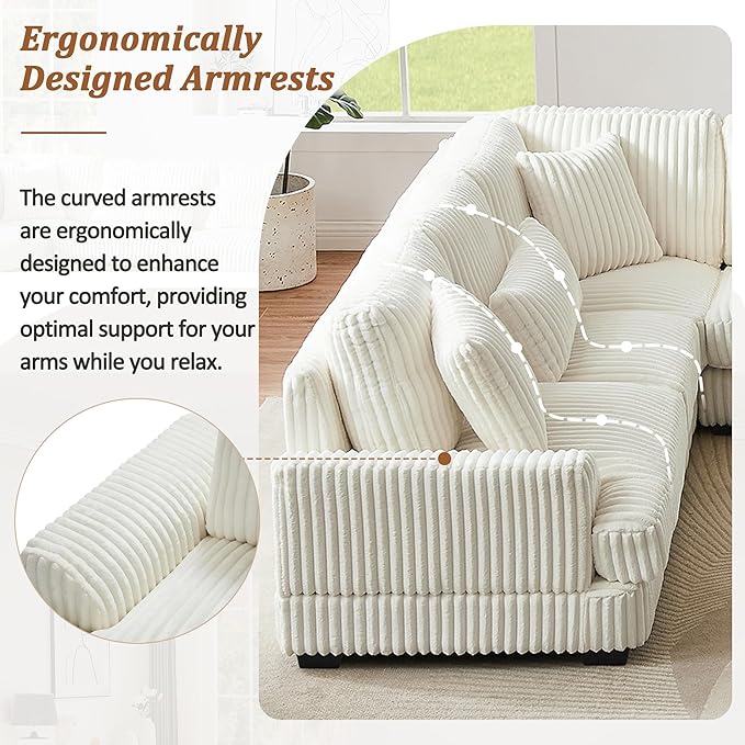 129" Oversized U Shaped Modular Sectional Sofa Couch - Image 9