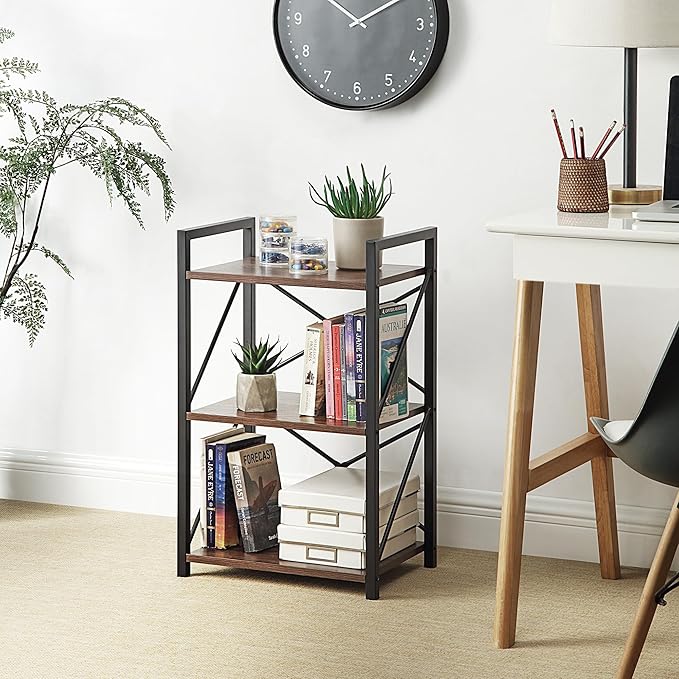 3 Tiers Bookshelf, Home Office Bookcase Shelf Storage Organizer - Image 8