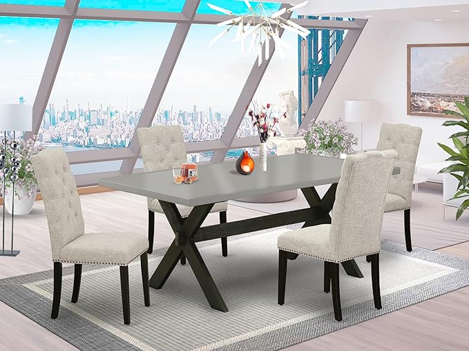 East West Furniture X697EL635-5 5 Piece Dining Set Includes a Rectangle Dining - Image 2