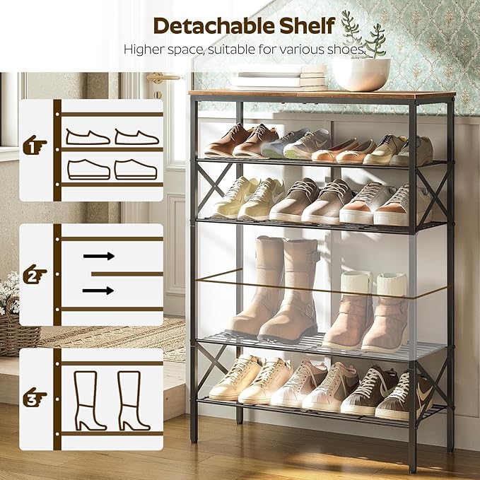6-Tier Shoe Rack, Shoe Storage Organizer - Image 5