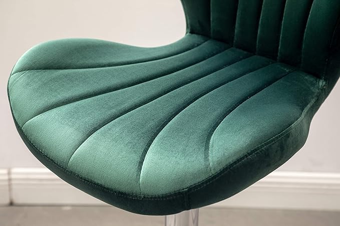 Roundhill Furniture Ellston Velvet Adjustable Swivel Barstools in Green - Image 10