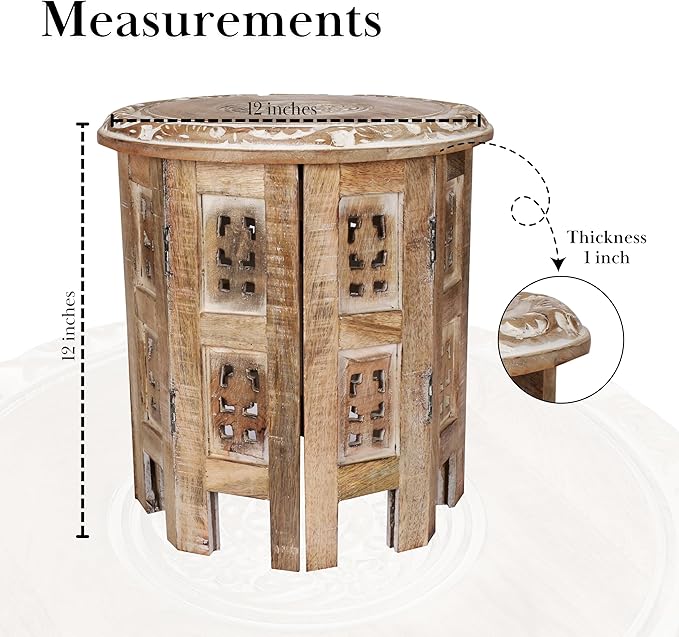 Versatile Octagonal Wooden Table – 12" Round Top, Side Table, or End Table - Image 3