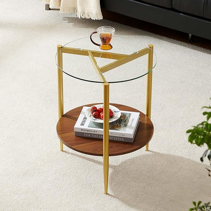 Round End Table, Mid-Century Modern Design, D20*H23 inch, by PineFlicker