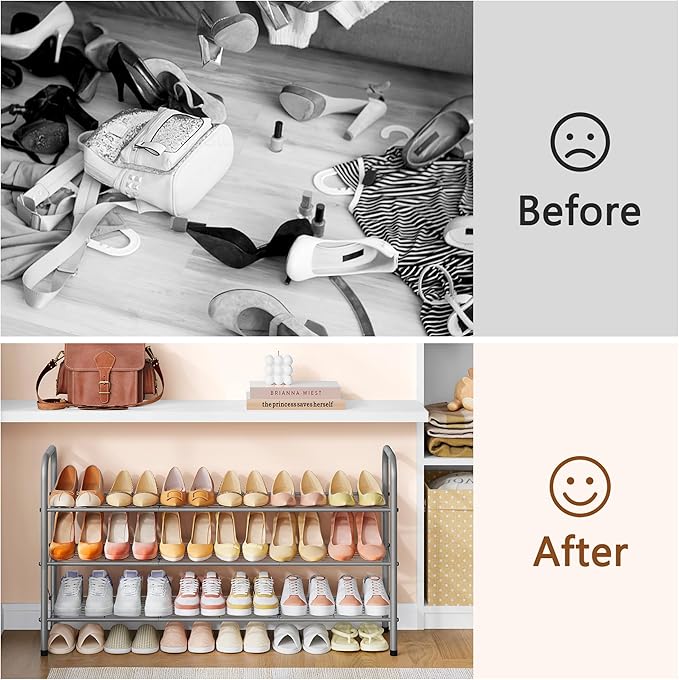 Hoctieon 3 Tier Mesh Style Shoe Rack, Entryway Shoe Shelf, Shoe Storage - Image 9