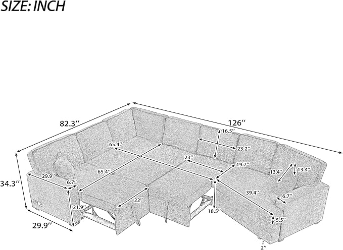 126" Extra Large Pull-Out Sofa Bed - Image 2