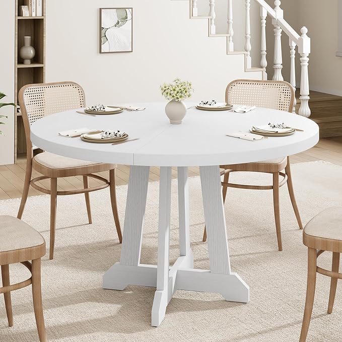 Garvee Dining Table for 4 to 6 People, 47 Inch Round Dining Table, Wooden by Garvee