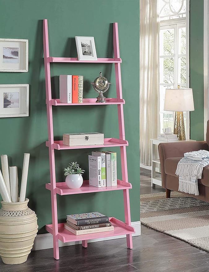 Convenience Concepts American Heritage Bookshelf Ladder, Light Pink - Image 2