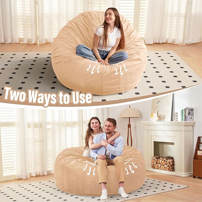 HABUTWAY Bean Bag Chair: Giant 6' Memory Foam Furniture Bean Bag Chair - 6Ft - Image 7
