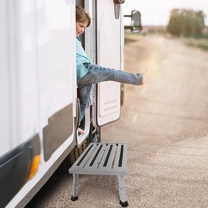 Adjustable Height Aluminum RV Step, Stable Foldable Platform Step Stool - Image 8