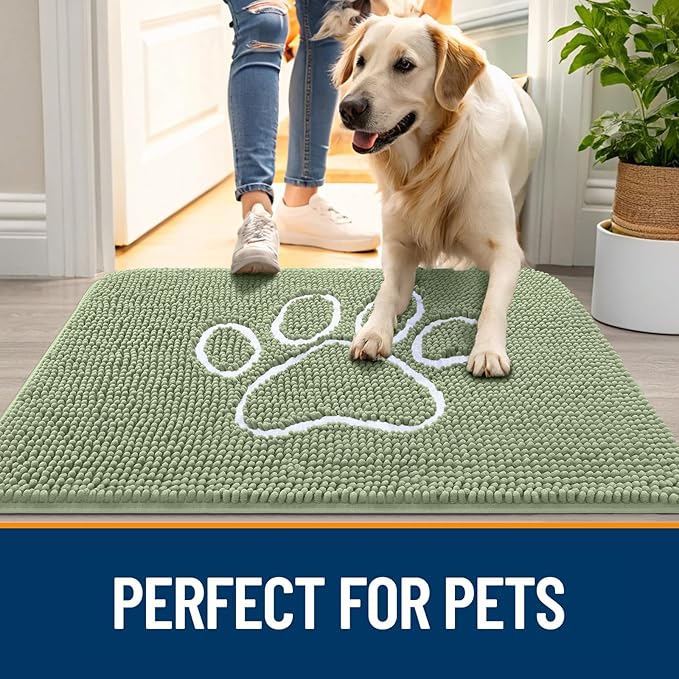 OLANLY Door Mat for Muddy Dog Paws 36x24, Ultra Absorbent Chenille Mud Doormat - Image 6