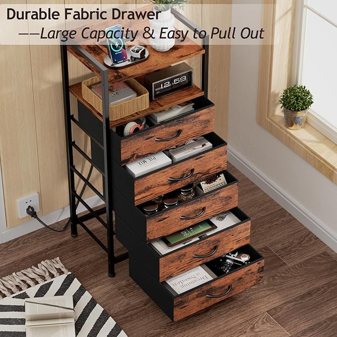 Furnulem 5 Drawer Dresser for Bedroom, Tall Nightstand - Image 9