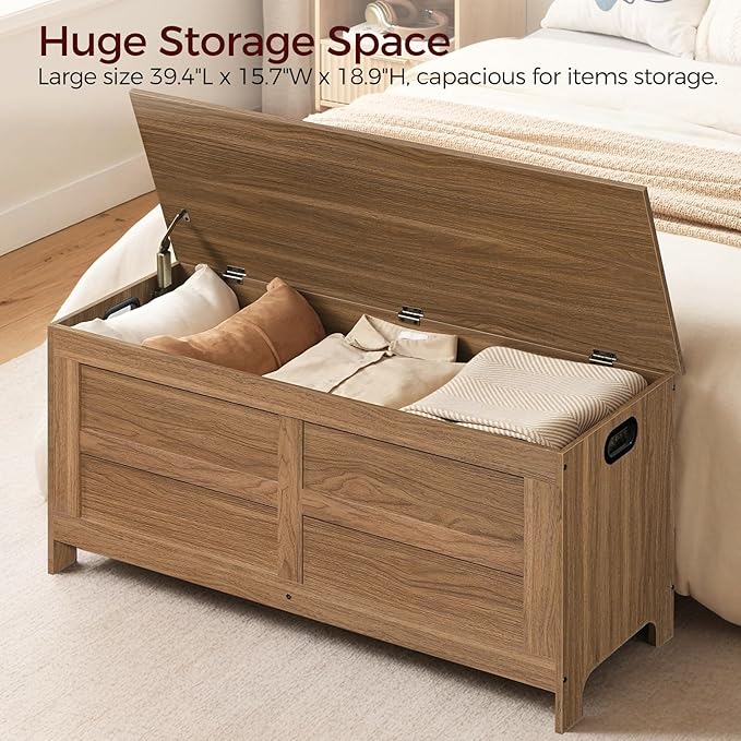 Storage Chest, 39.4” Large Toy Chest, Entryway Storage Trunk, Storage Bench - Image 6