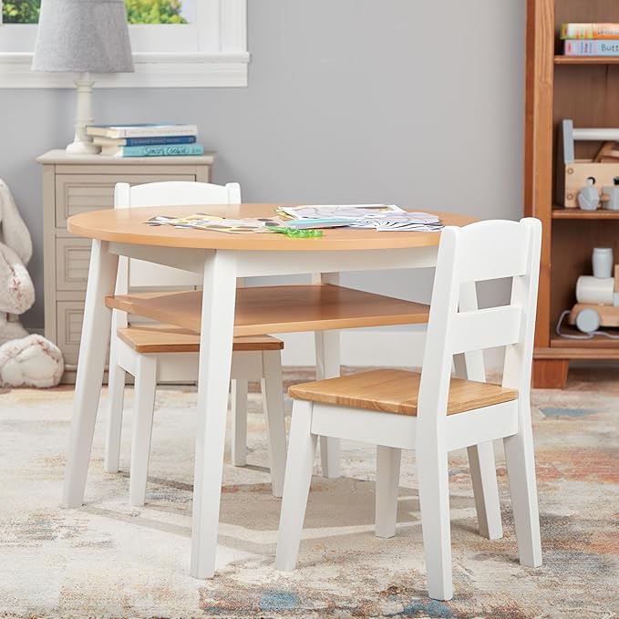 Melissa & Doug Wooden Round Table and 2 Chairs Set – Kids Furniture - Image 9