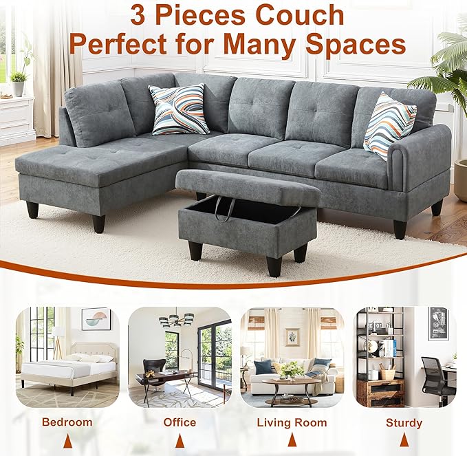 Osparple L Shaped Couch Sectional Couches - Image 7
